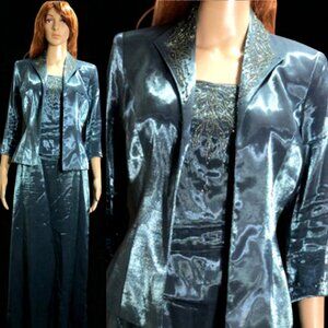 Gorgeous Blue Metallic Gown & Jacket by Alex Evening